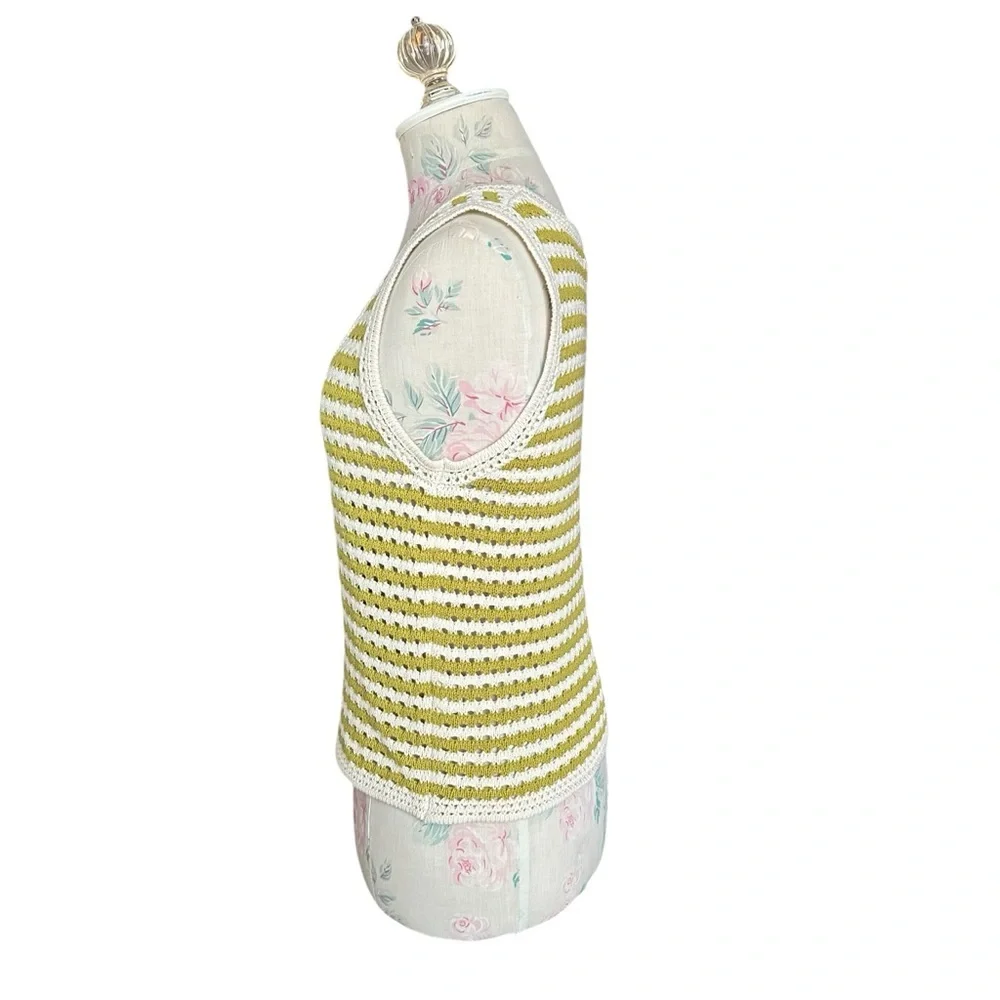 Striped Crochet Knit Tank Top in Kiwi by Blu Pepper Woman’s Small - Picture 9 of 11